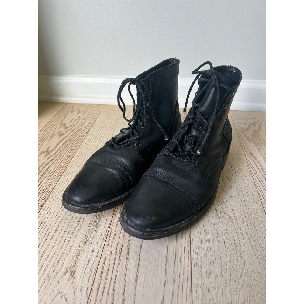 Thursday Boot Co Captain Matte Black Leather Cap Toe Lace Up Boots Mens 13 US